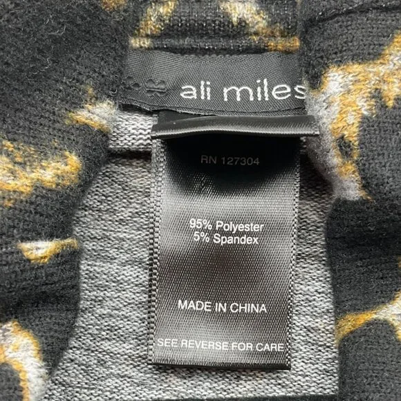 Ali Miles Med Animal Print Cowl Neck Tunic Top Long Sleeves Lagenlook - Picture 10 of 14